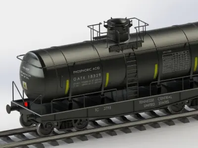 Railway freight Tank wagon 3D model