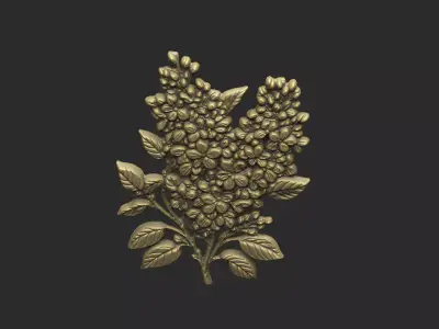 Lilac design cluster leave floral flower grass design carve 3D print model