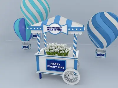 Flower car dessert car 3D model