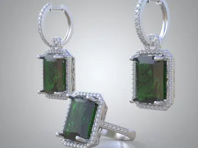 Ring and EarringSet 3D printable model 0075 3D Model Pack
