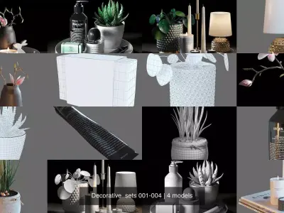 Decorative  sets 001-004 3D Model Collection