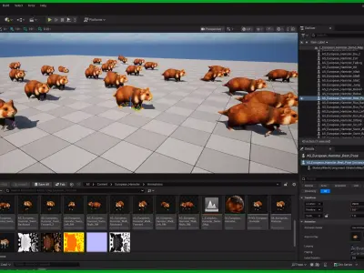 European Hamster Rodent Low-poly 3D model