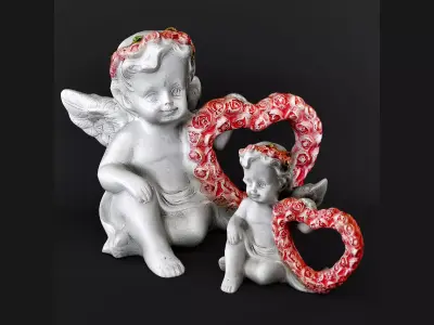 Sculpture Angel with a heart 3D model