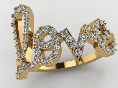 Love Ring with Diamonds  3D print model