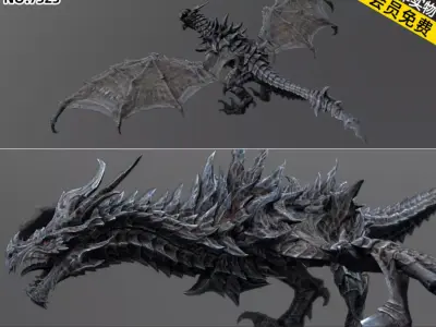 Black dragon shape 3D model