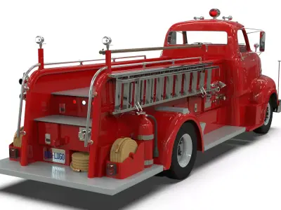 Vintage COE Firetruck with Complete Firefighting Equipment  3D model