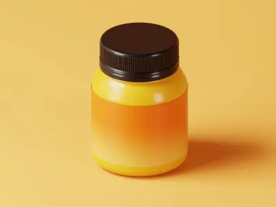 Orange Medicine Bottles With Black Caps 3D Model Low-poly 3D model