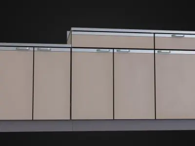 Moderately dirty Japanese Kitchen Counter 01 Low-poly 3D model