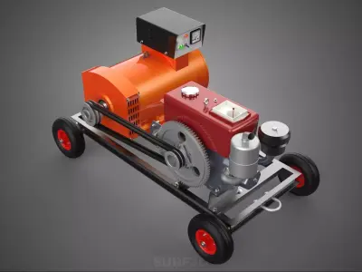 PORTABLE WHEELED DIESEL ENGINE POWER GENERATOR SET GENSET MOTOR 3D model