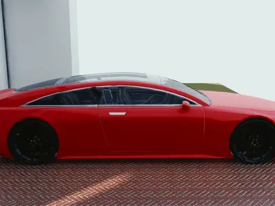 BLENDER EEVEE Brandless Extended Wheelbase 2 door coupe Low-poly 3D model