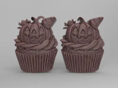 hallowen pumpkin cupcake decor  3D print model