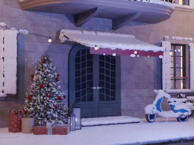 Cozy Snowy Street 3D model