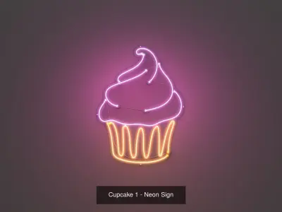 Cupcakes Pack - Neon Signs 3D Model Collection