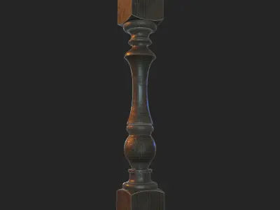 Baluster wooden column 3D model purchase