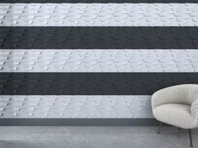 3d wallpanel tiled wall with chair Low-poly 3D model