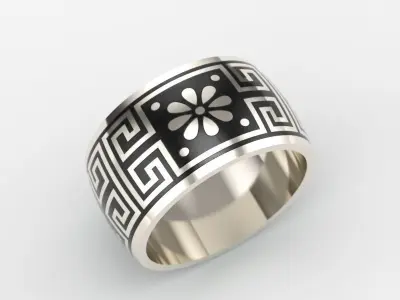  Women ring with ornament enamel 3dm stl 3D print model 3D print model