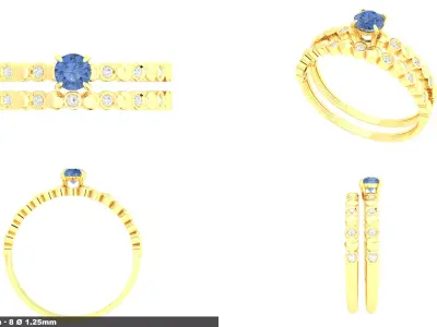 Gold Engagement Ring Classic Diamonds 3D Model Print Ready 3D print model