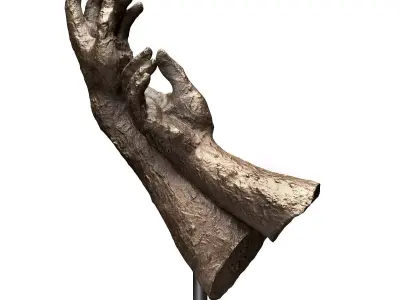 Stroking hands sculpture Low-poly 3D model