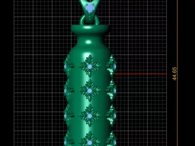 Elegant Floral Bottle Pendant  3D Printable Jewelry 3D print model