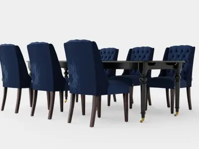 Modus black with Venice chair indigo Dining Set Low-poly 3D model