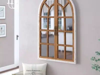 Mcclanahan Arch Wood Wall Mirror 3D model