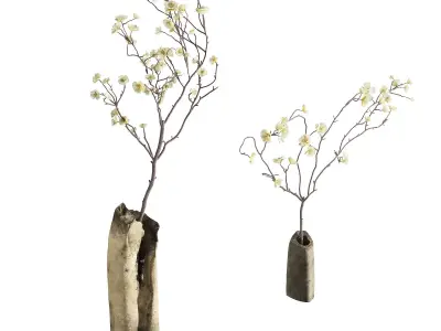 Dry Bouquet Pottery Pot 3D model