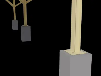 Solar Ready Car Port And Structural Members Dimensions Low-poly 3D model