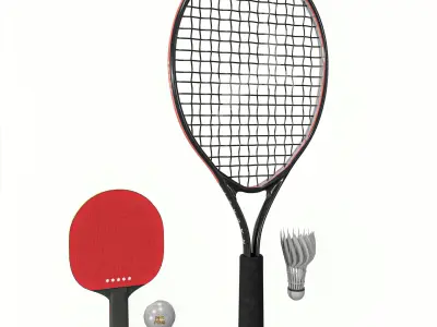 Table Tennis And Badminton Racket Pack Low-poly 3D model