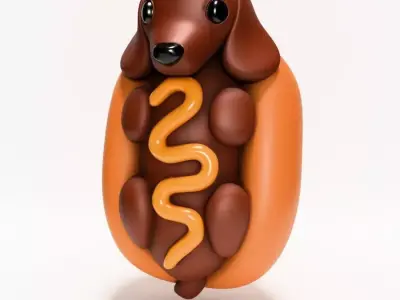  Dachshund Hot Dog Mustard Pup toy 3D print model