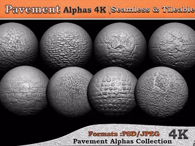 60 Alpha pavement 4K -Seamless -Tileable 3D model
