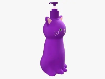 Cat Liquid Soap Dispenser Purple Version 3D model