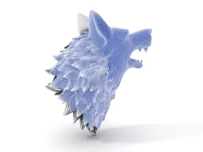 Fierce Silver Wolf Head model pack Low-poly 3D model