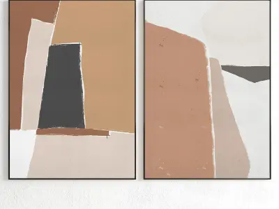 Plaster Two Photo Frame 214 Low-poly 3D model