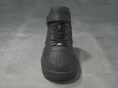 Nike Air Force 1 Mid black Low-poly 3D model