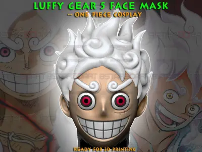 Luffy Gear 5 Head Decor Mask - Wearable - One Piece Cosplay 3D print model