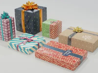 Gift boxes - 3D Low-poly 3D model