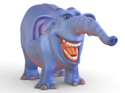 Subdivision Cartoon Animal Mammal Elephant - Maya file included 3D model