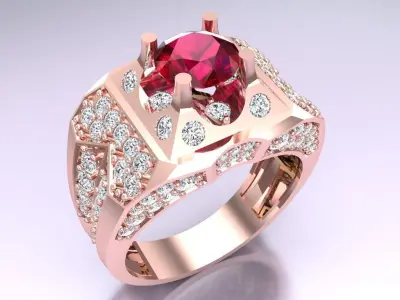 Diamond Rings - Mens Ring - N1014 3D print model