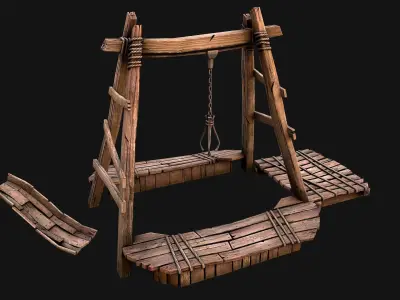 Quarry Crane for Resource Extraction Low-poly 3D model