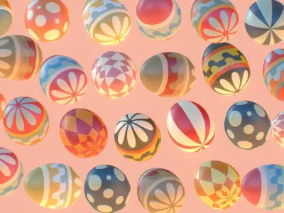  Easter Ornamental Eggs Subdivision Animated 3D model