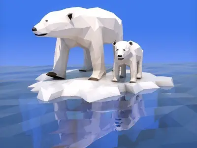 Low Poly Polar Bear Low-poly 3D model