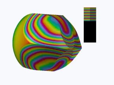 High poly Gomboc rainbow colored ball with stripe in middle Free 3D model