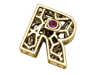 SIMPLE ALPHABET R PENDANT 3D PRINTABLE MODEL  3D print model