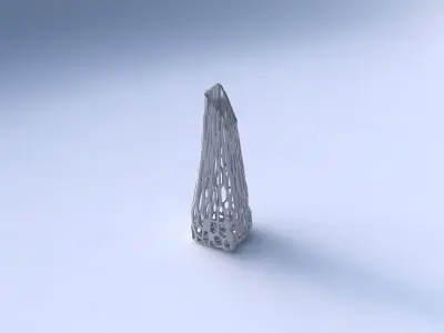 Vase top bent rectangle with faceted organic lattice 3D print model