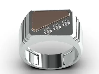 Men signet ring with gold overlay 3D print model