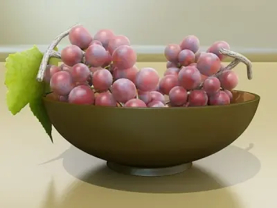 Red Grapes in Bowl 12 3D model