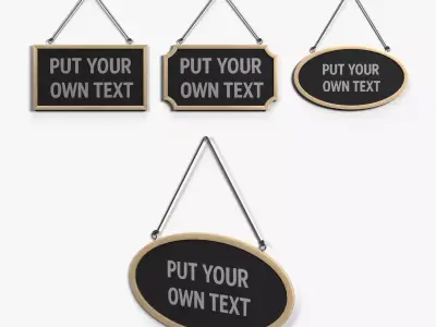 Display Sign - Deluxe Wooden Wall Message Trio 3D Model Collection