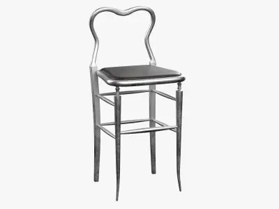 High Chair Clerks Chair No 9 Shiny Aluminum Version 3D model