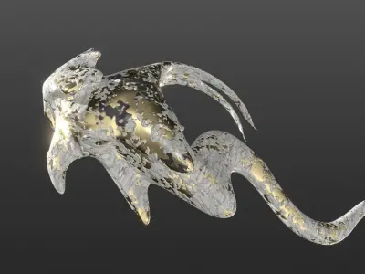 Flashy Cat fluid art sculpture with PBR and HDRI 3D model