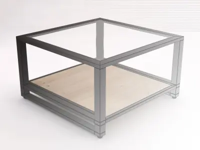 SIDE TABLE--Double square wood and glass 3D model